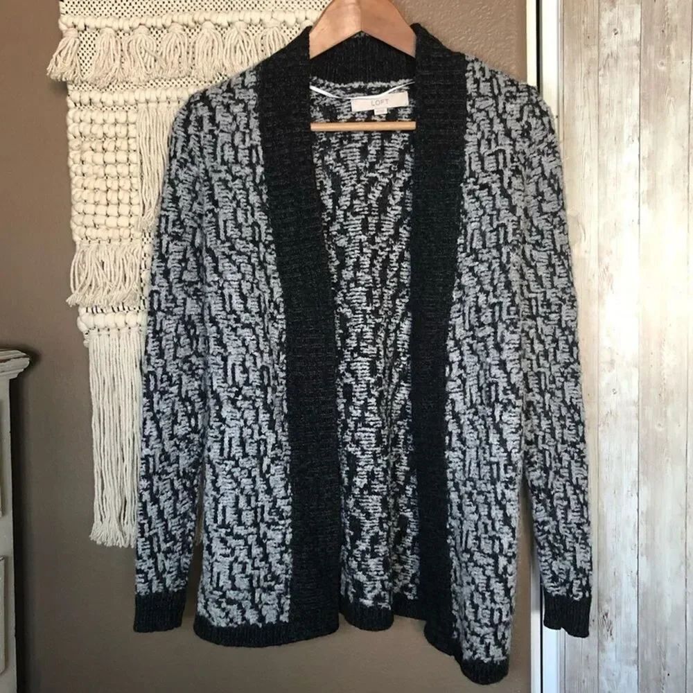 LOFT Gray Open Front Cardigan Sweater XS
